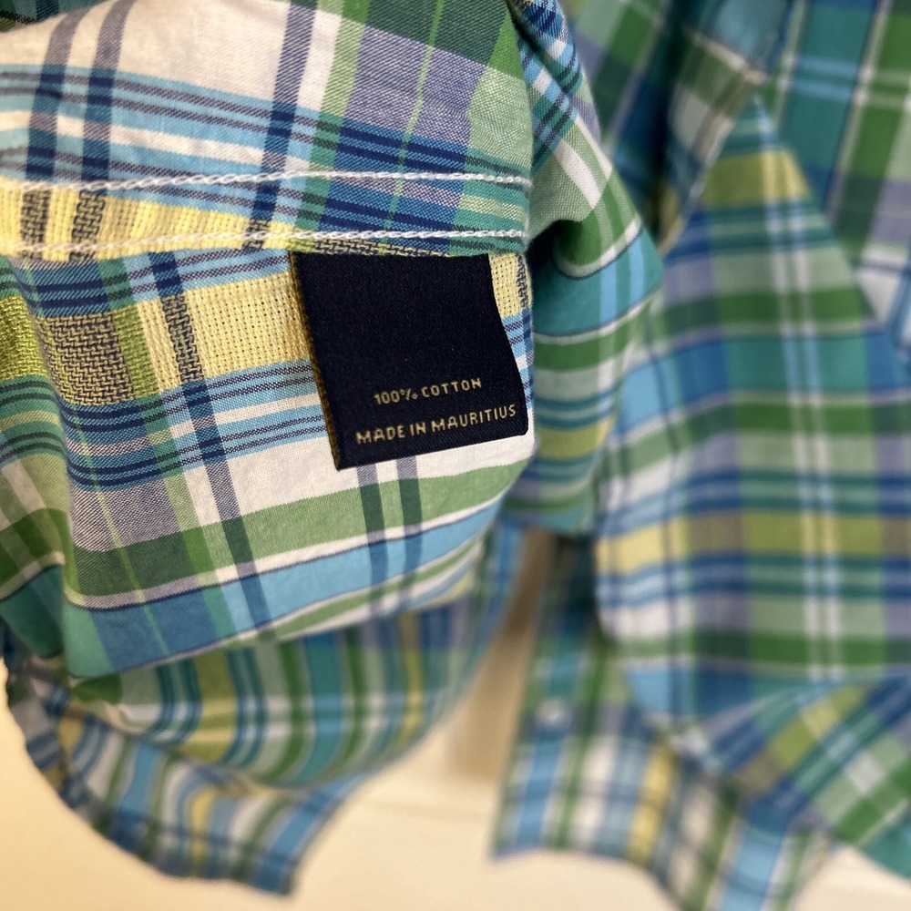 NWT Cremieux‎ mens shirt Size M short sleeve blue and green plaid 100% cotton - Picture 6 of 9